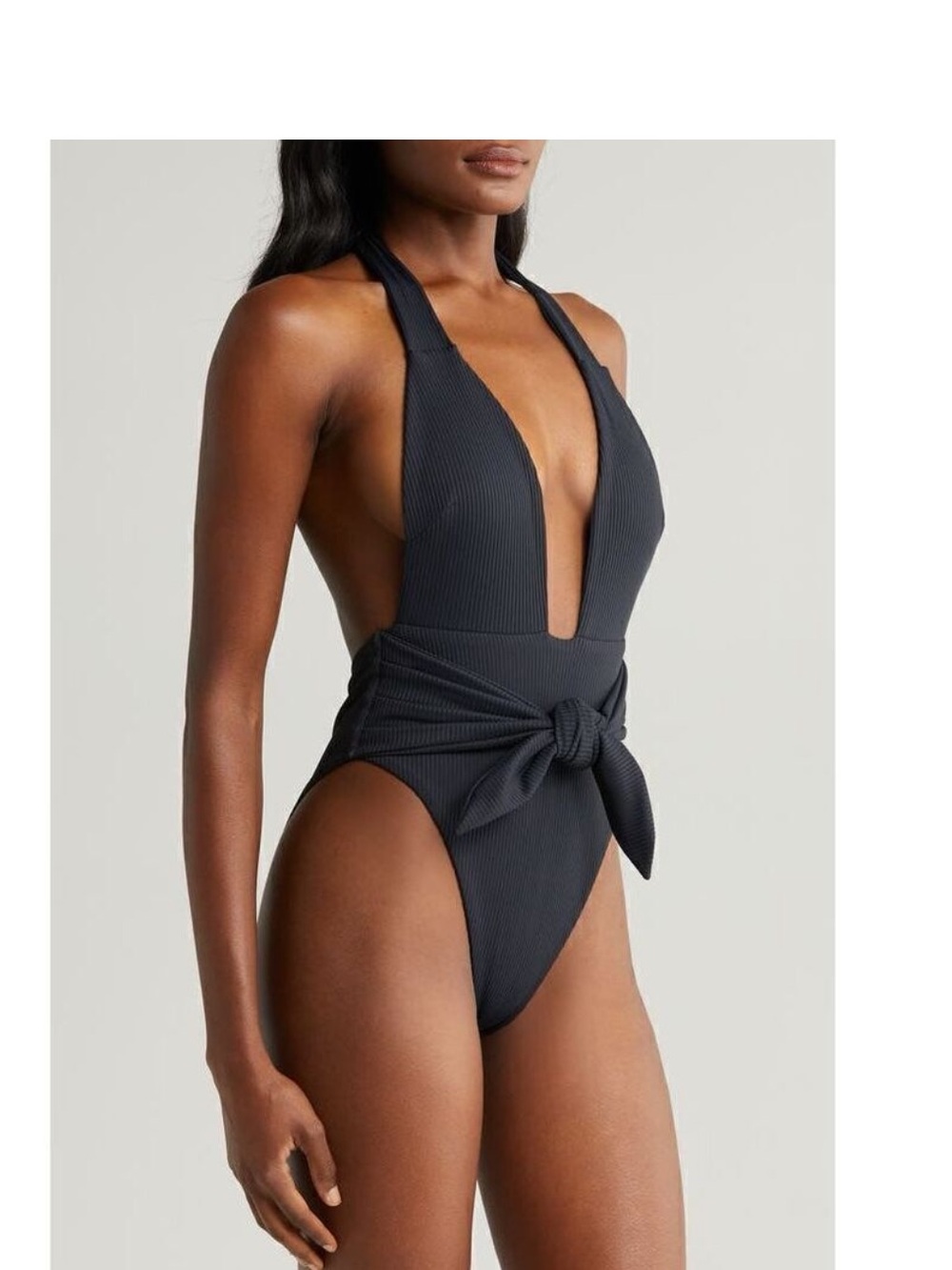 Montce women’s Topez tie waist halter One-Piece Swimsuit Black size M